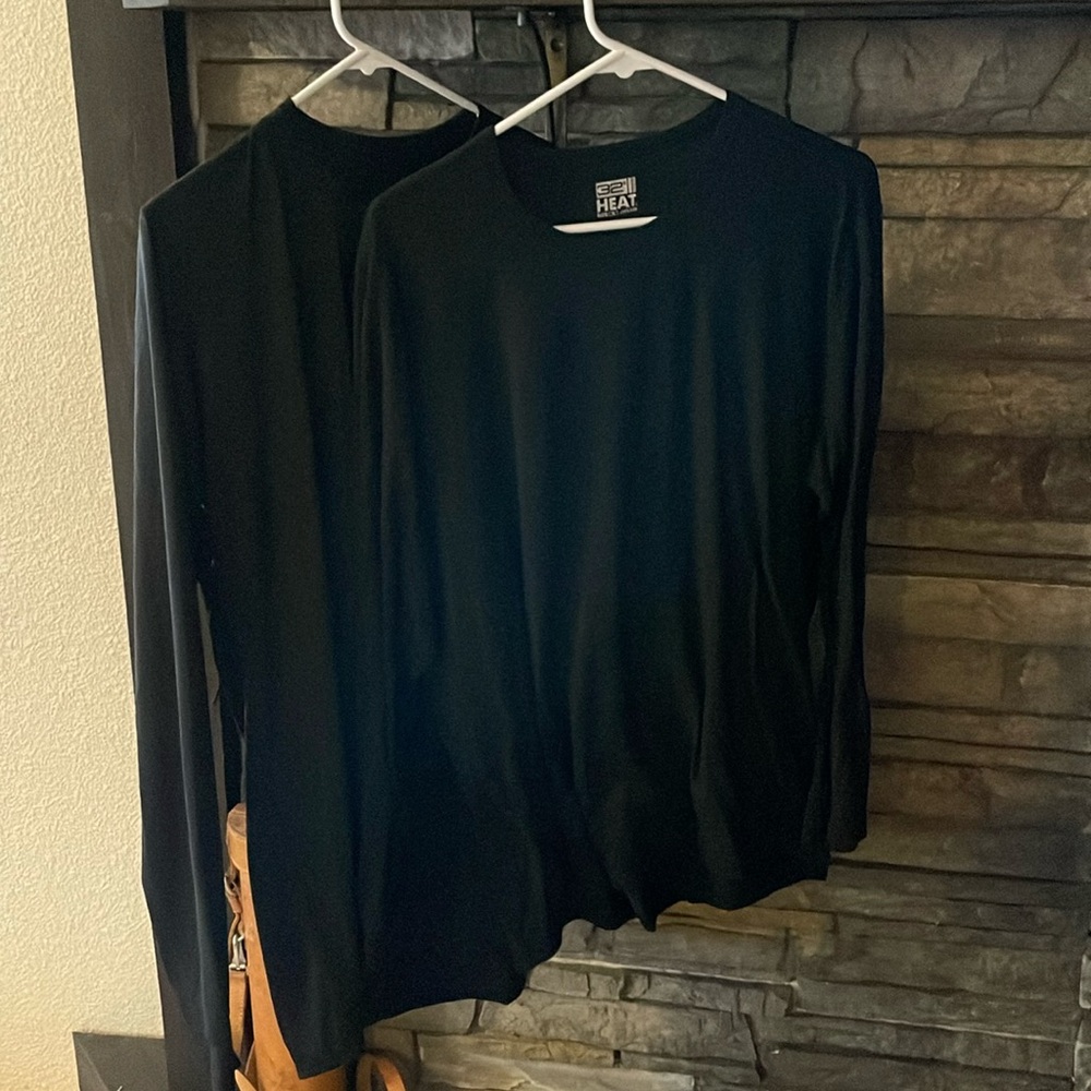Two men’s black thermal layer xl long sleeve under shirts